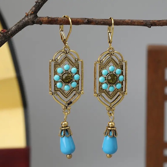 Boho Ethnic Geometric Waterdrop Stone Earrings J - Picture 6 of 6